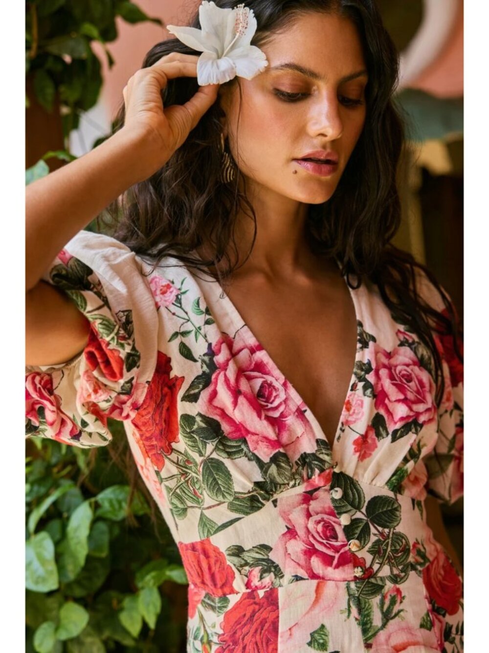 Hemant & Nandita Naaz Floral Skater Mini Dress Cream Red Size Small - Picture 8 of 14